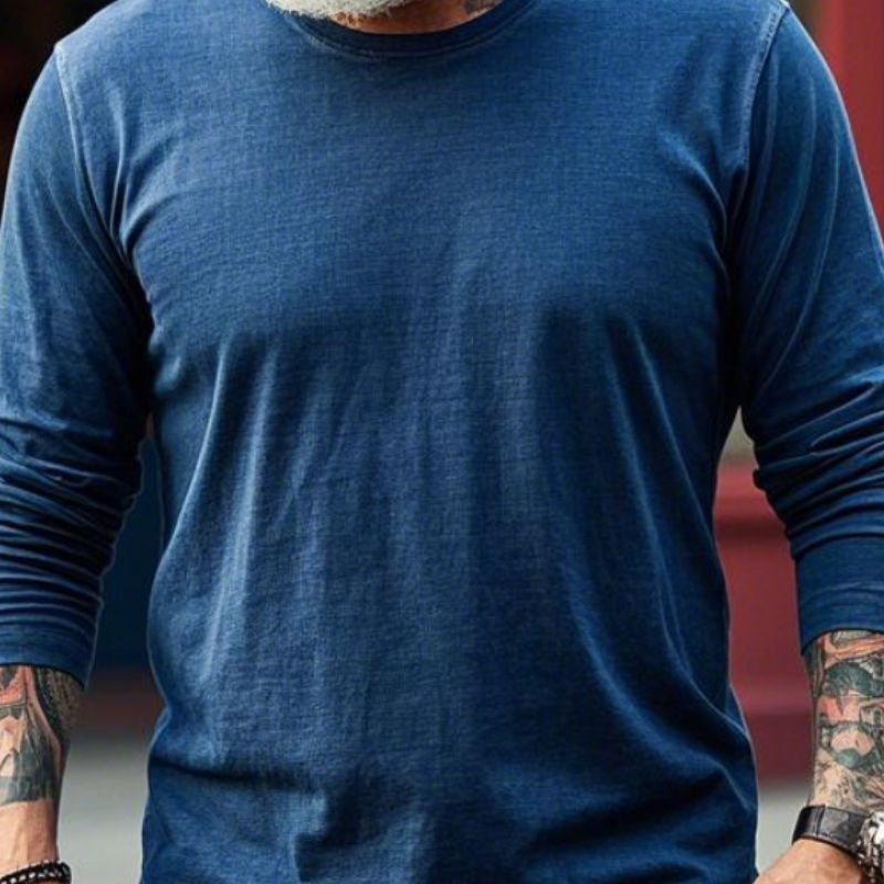 Men's Vintage Casual Round Neck Long Sleeve T-Shirt 9905397399736