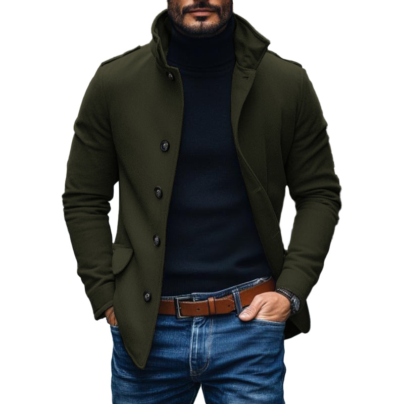 Men's Casual Wool Blend Lapel Single-breasted Slim Short Coat 9261102334136