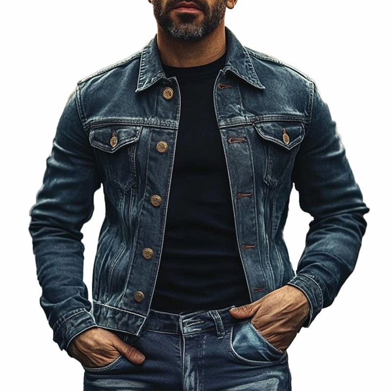 Men's Vintage Lapel Denim Jacket 9909010956472