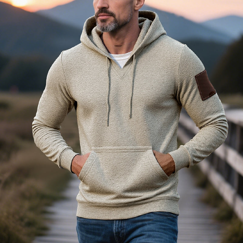 Men's Casual Cotton V-Neck Slim Fit Kangaroo Pocket Hoodie 9271920656568
