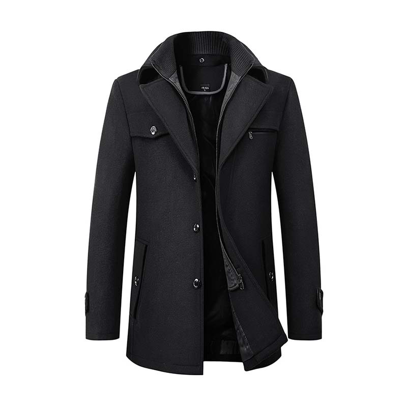 Men's Classic Casual Lapel Multi-pocket Wool Coat 9268189790392