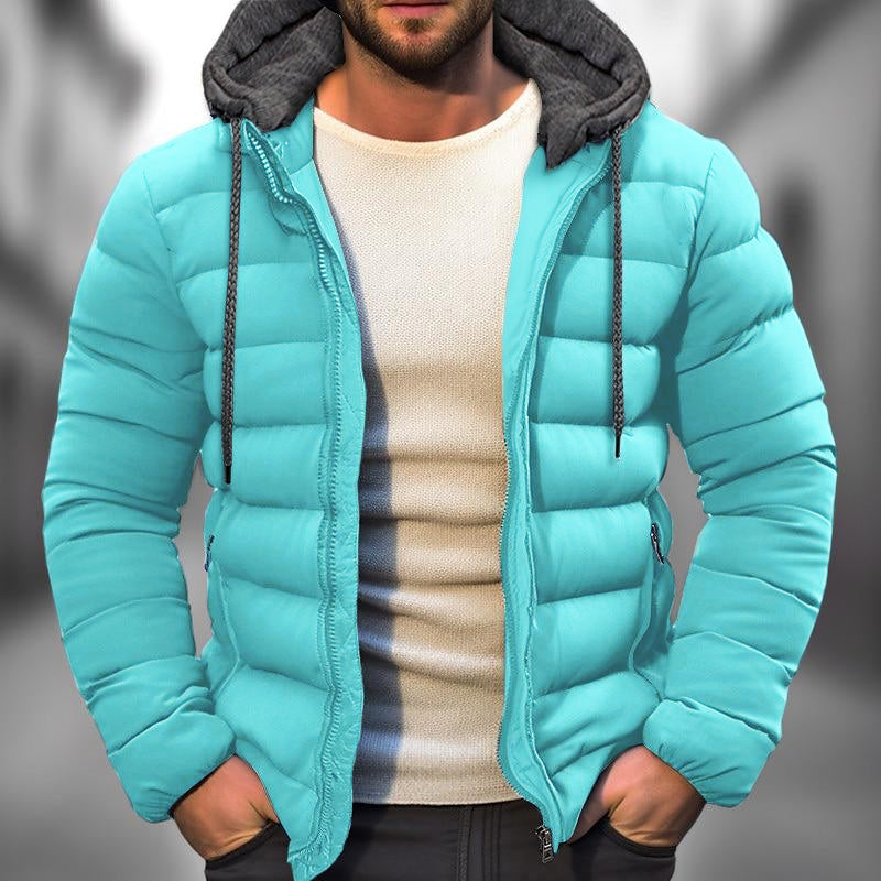 Men's Casual Hooded Long Sleeve Zipper Padded Jacket 9261082902712