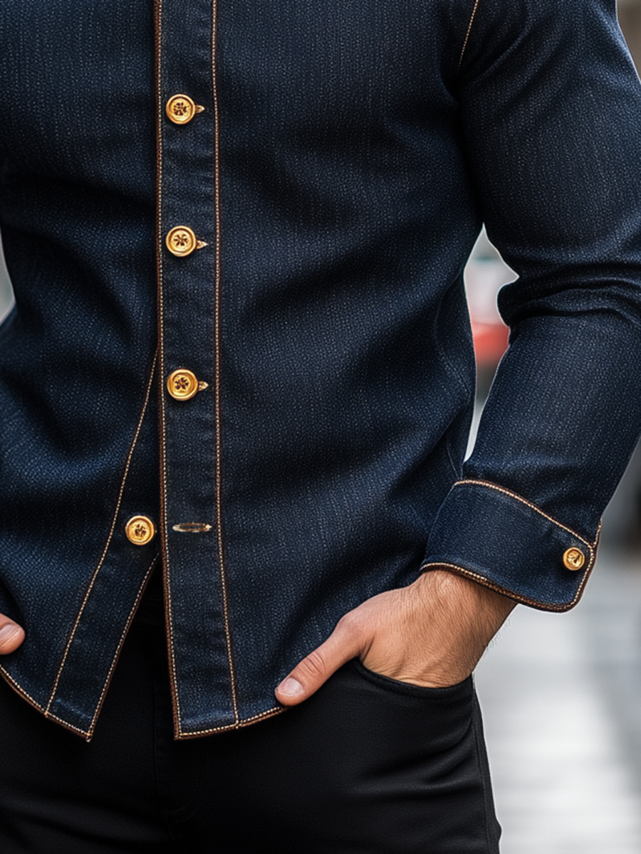 Stylish Stand Collar Denim Jacket 9904640721080