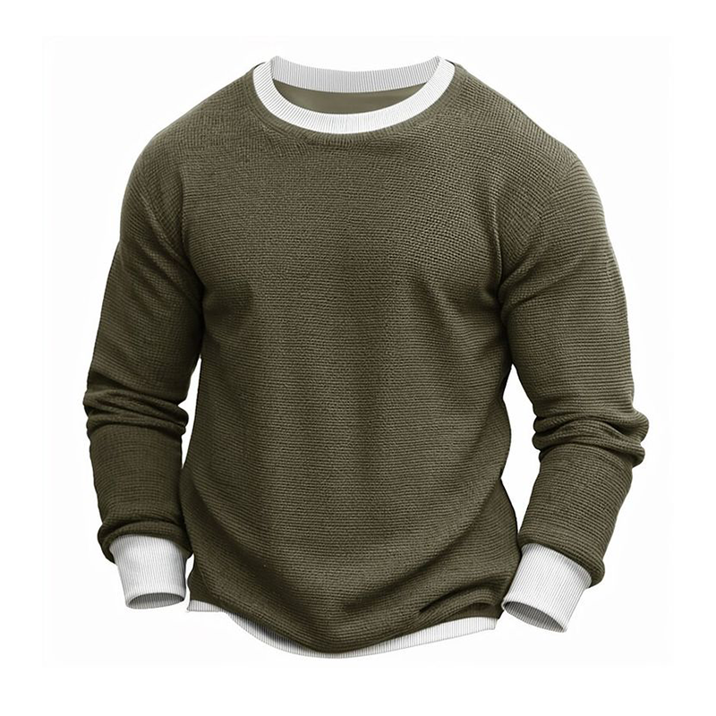 Men's Classic Casual Crew Neck Waffle Sweatshirt 9890061779128