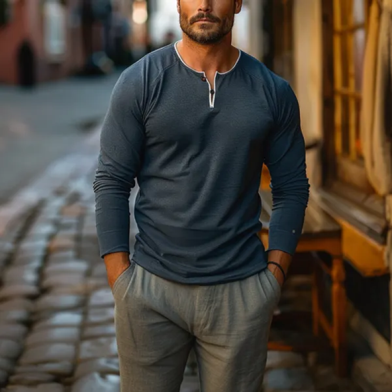 Men's Casual Crew Neck Long-Sleeved T-Shirt 9892391518392