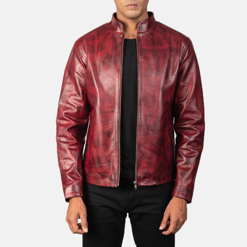 Men's Retro Fashion Casual Stand Collar Leather Jacket 9899735974072