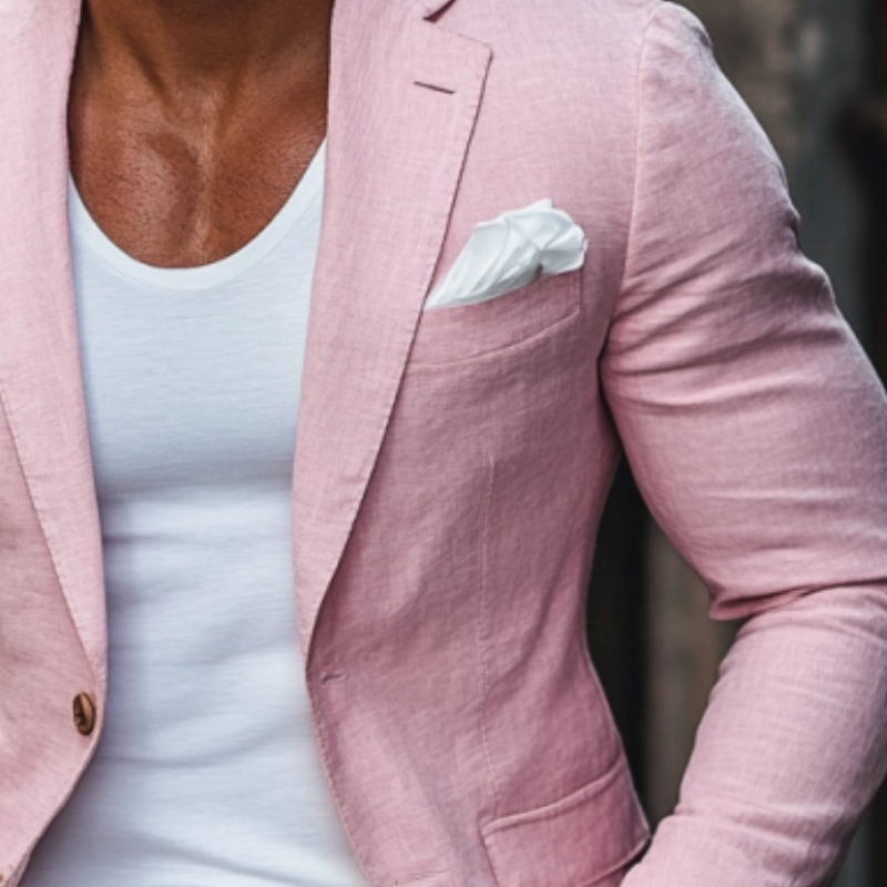 Men's Fashion Cotton and Linen Single Button Lapel Blazer 9894195560632