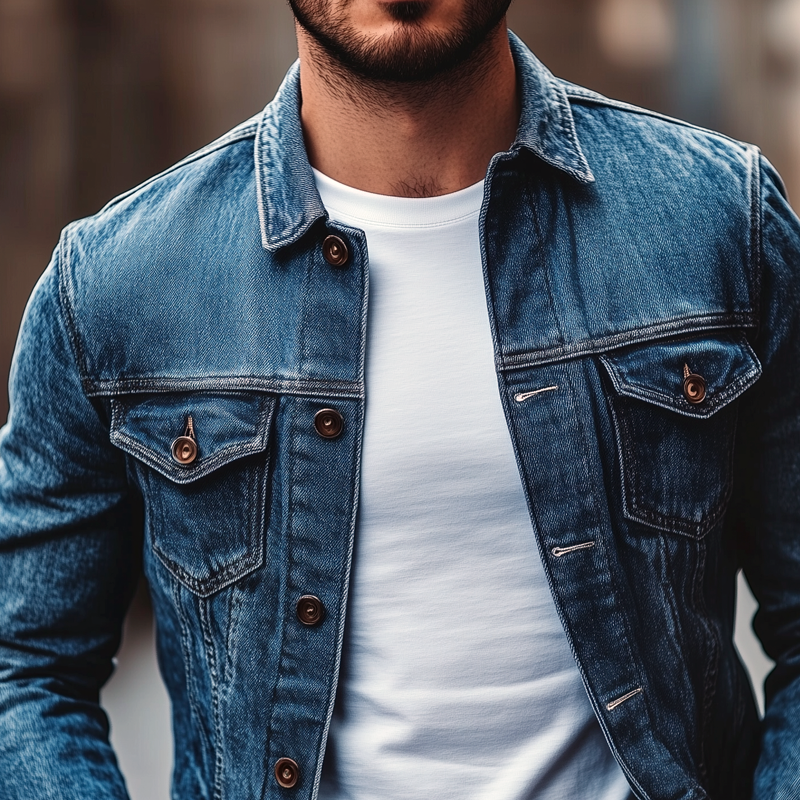 Men's Fashion Distressed Lapel Single Breasted Denim Jacket 9902010892472
