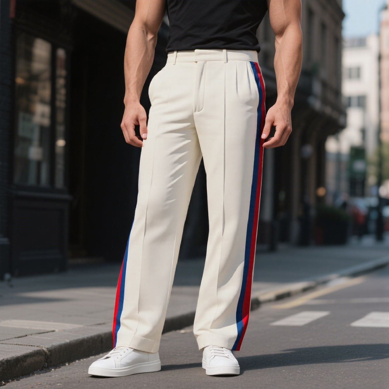 Men's Side Stripes Wide Leg Trousers 250700209