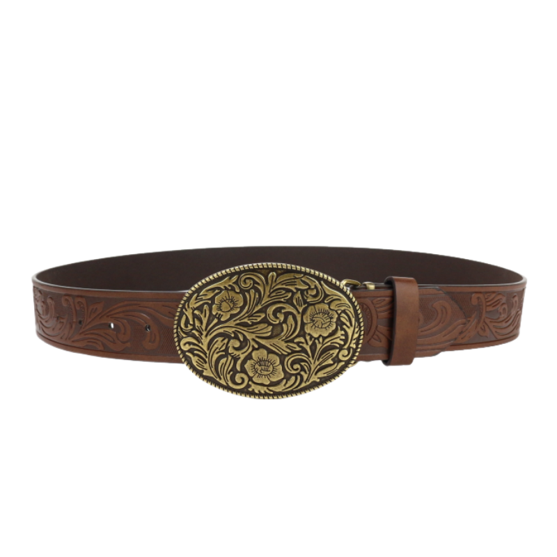 Men's Vintage Engraved Western Cowboy Leather Belt 9893976703160