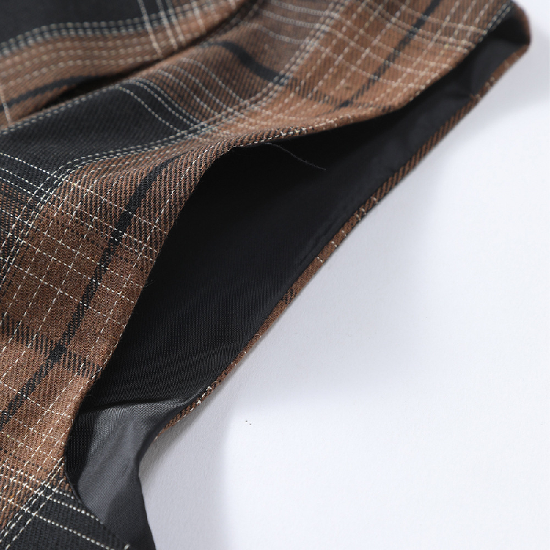 Men's Vintage Checkered Lapel Double-breasted Vest (shirt Not Included) 9906104434872