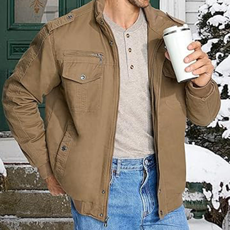 Men's Front Zipper Multi-pocket Fleece Lining 9877945090232