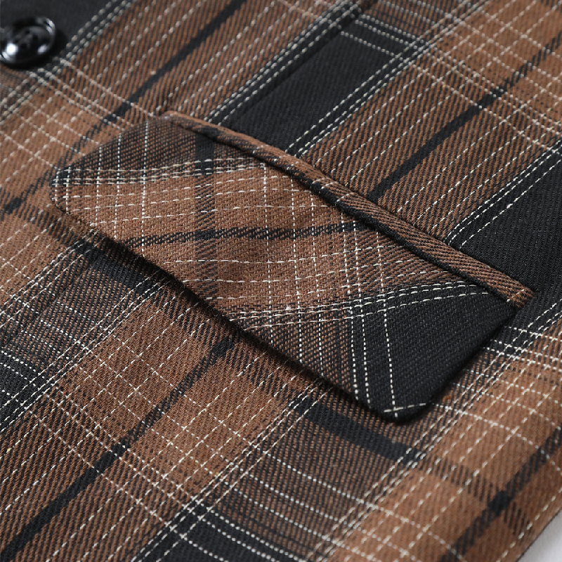 Men's Vintage Checkered Lapel Double-breasted Vest (shirt Not Included) 9906104434872
