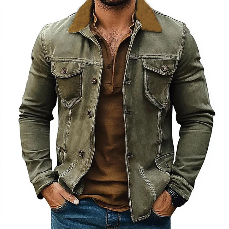 Men's Distressed Denim Jacket 9261079134392
