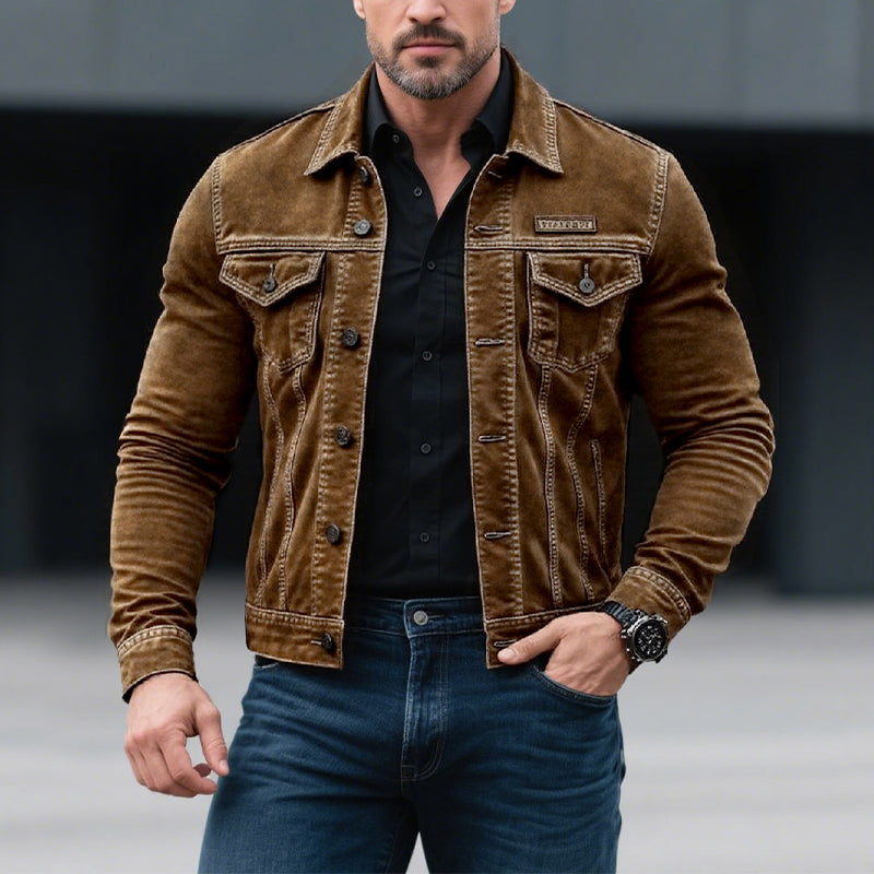 Men's Vintage Distressed Washed Denim Jacket 9261081198776