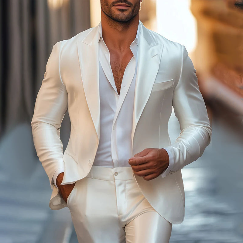 Men's Solid Silk Elegant Blazer 9904641835192