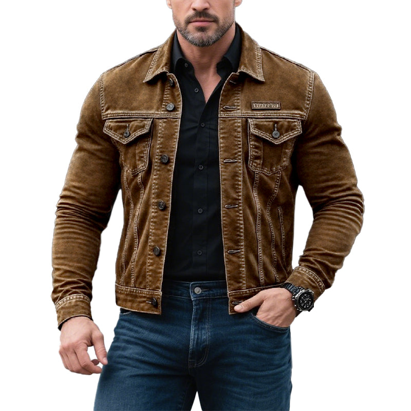 Men's Vintage Distressed Washed Denim Jacket 9261081198776