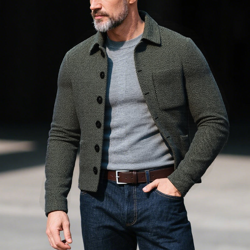 Men's Vintage Tweed Lapel Single Breasted Loose Jacket 9873519378616