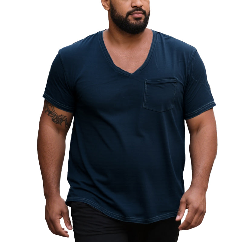 Men's V Neck Breast Pocket Short Sleeve Cargo T-shirt 9261120716984
