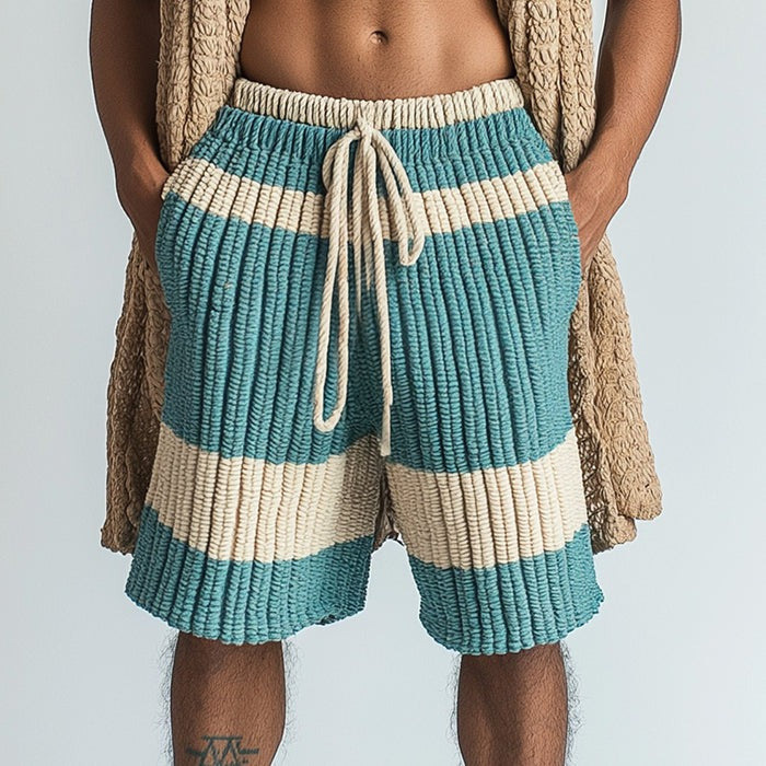 Men's Woven Hollow Beach Summer Fashionable and Comfortable Shorts 9956144709816