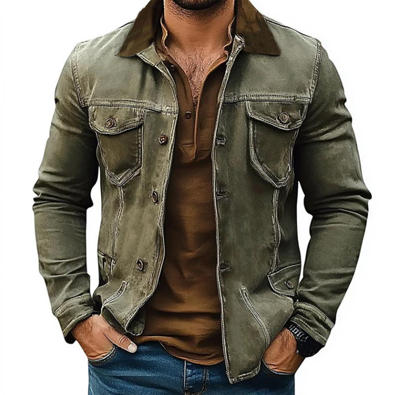 Men's Distressed Denim Jacket 9261079134392