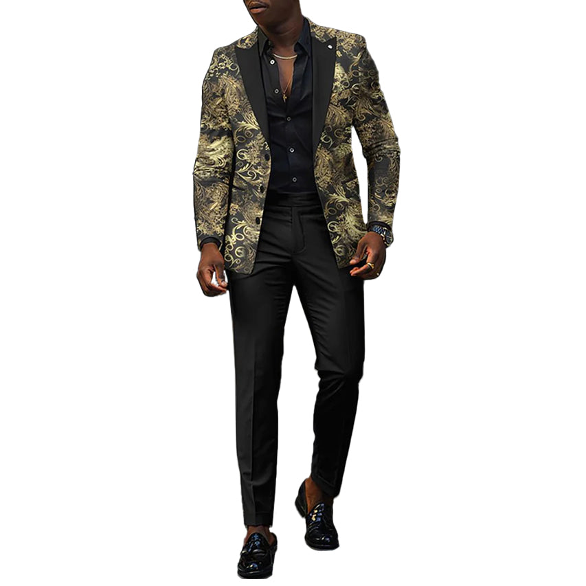 Men's Business Ombre Peak Lapel Blazer & Straight Pants 2Pcs Set 9888554778808