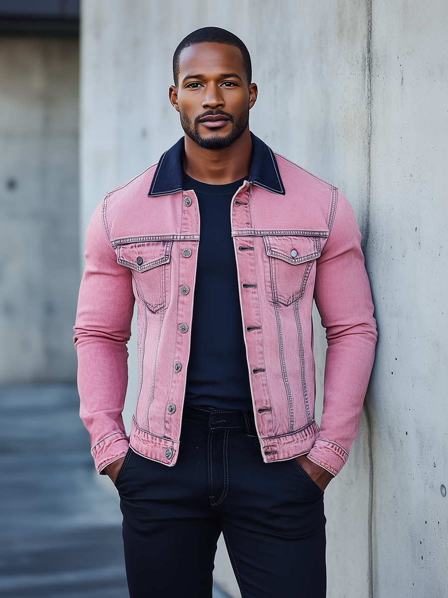 Stylish Pink Denim Jacket 9904640786616