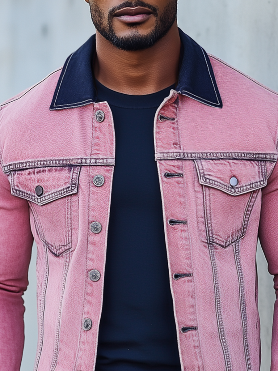 Stylish Pink Denim Jacket 9904640786616