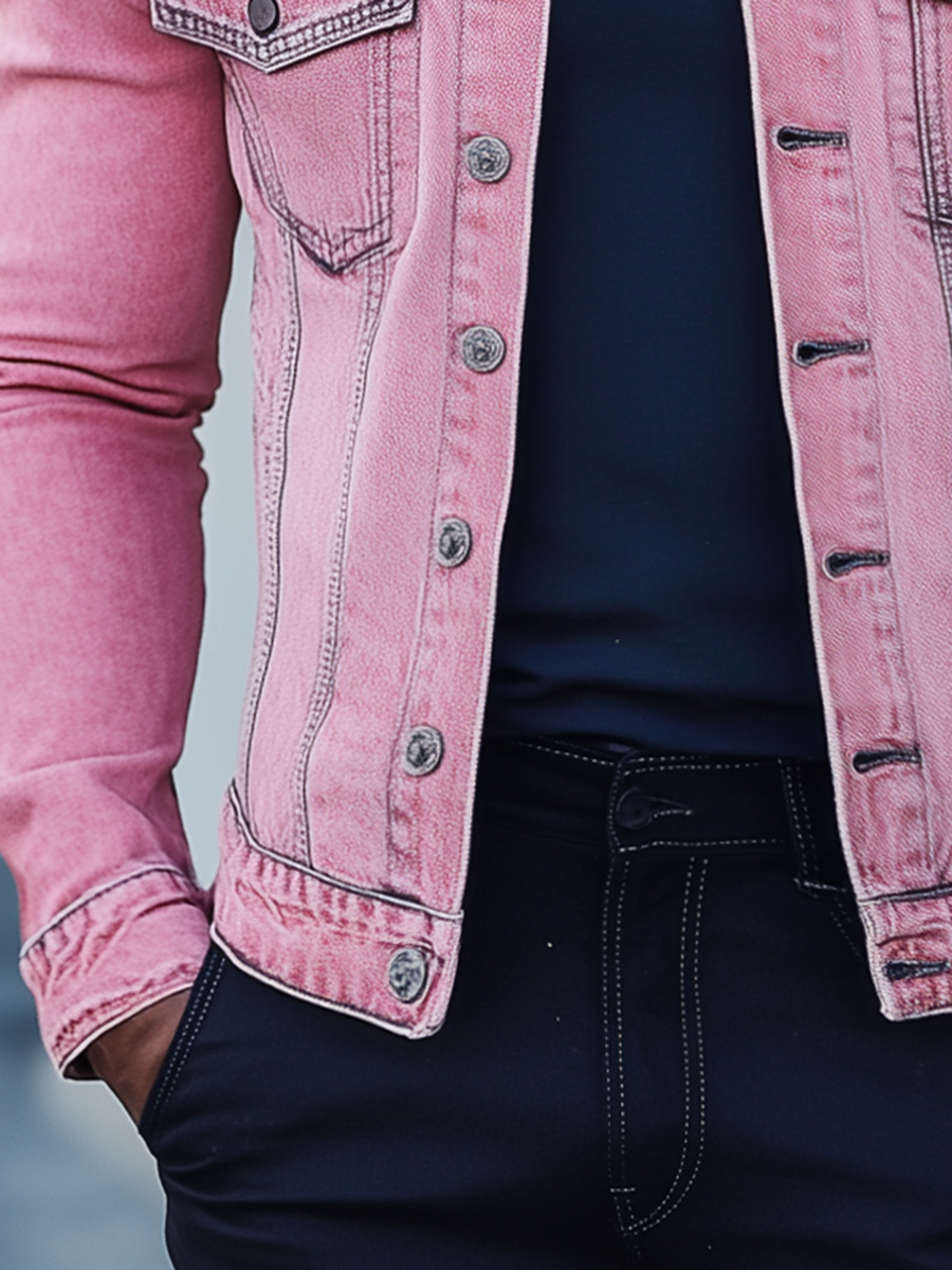Stylish Pink Denim Jacket 9904640786616
