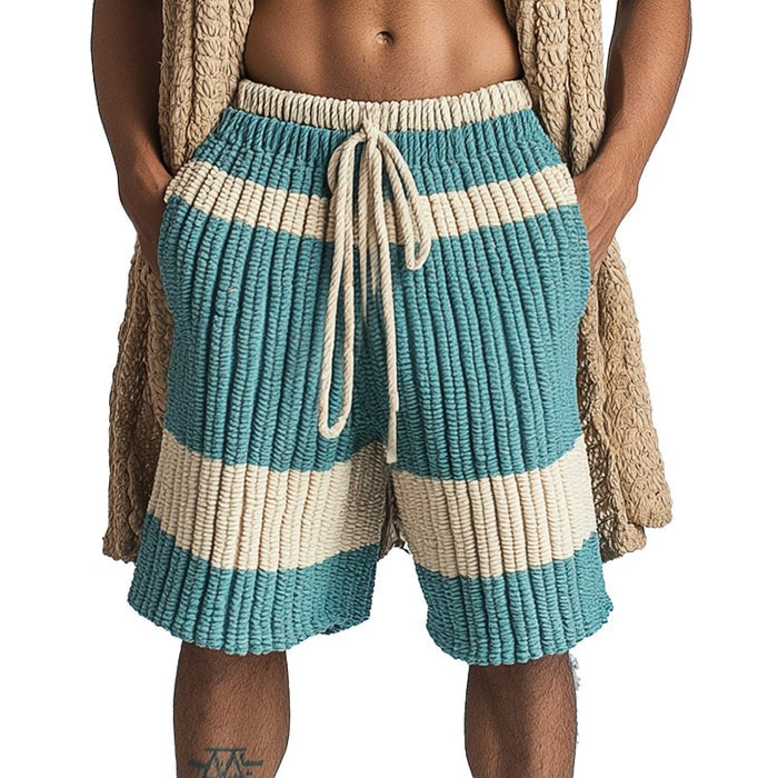 Men's Woven Hollow Beach Summer Fashionable and Comfortable Shorts 9956144709816