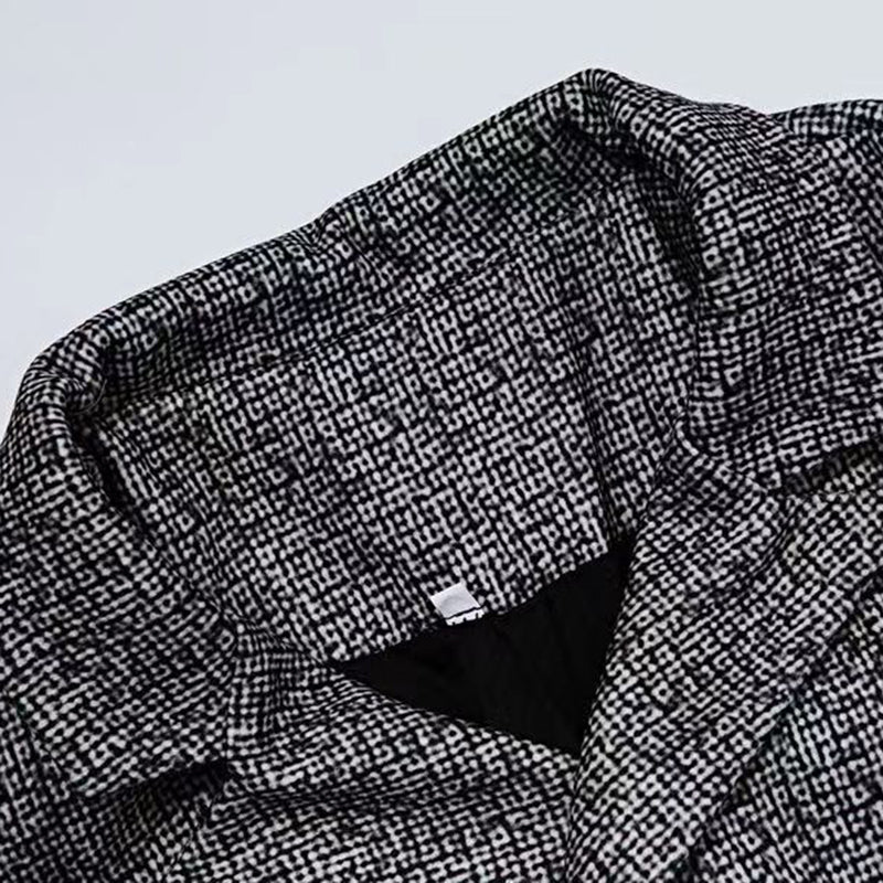 Business Plaid Notched Collar Button Pocket Long Sleeve Blazer 9888554713272