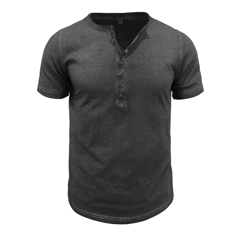 Men's Vintage Washed Short Sleeve Button T-Shirt 9903254110392