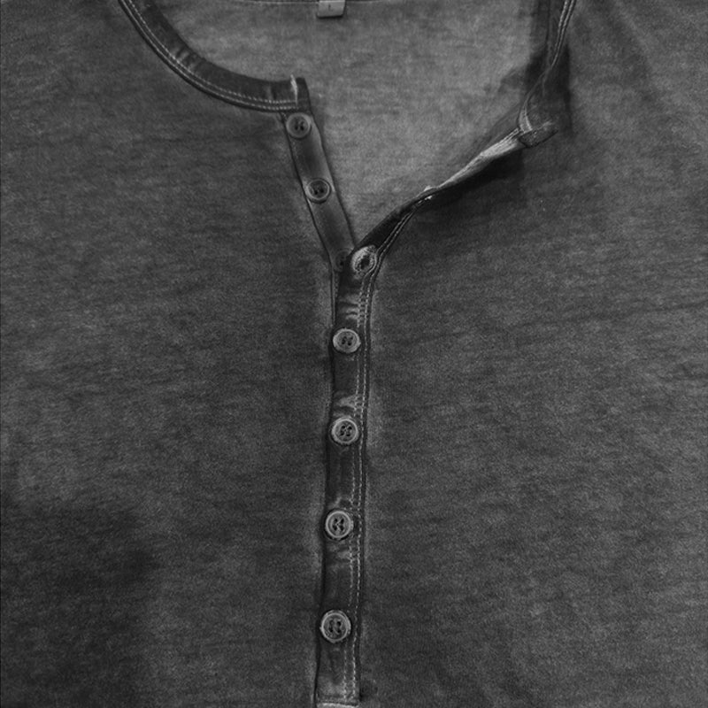 Men's Vintage Washed Short Sleeve Button T-Shirt 9903254110392