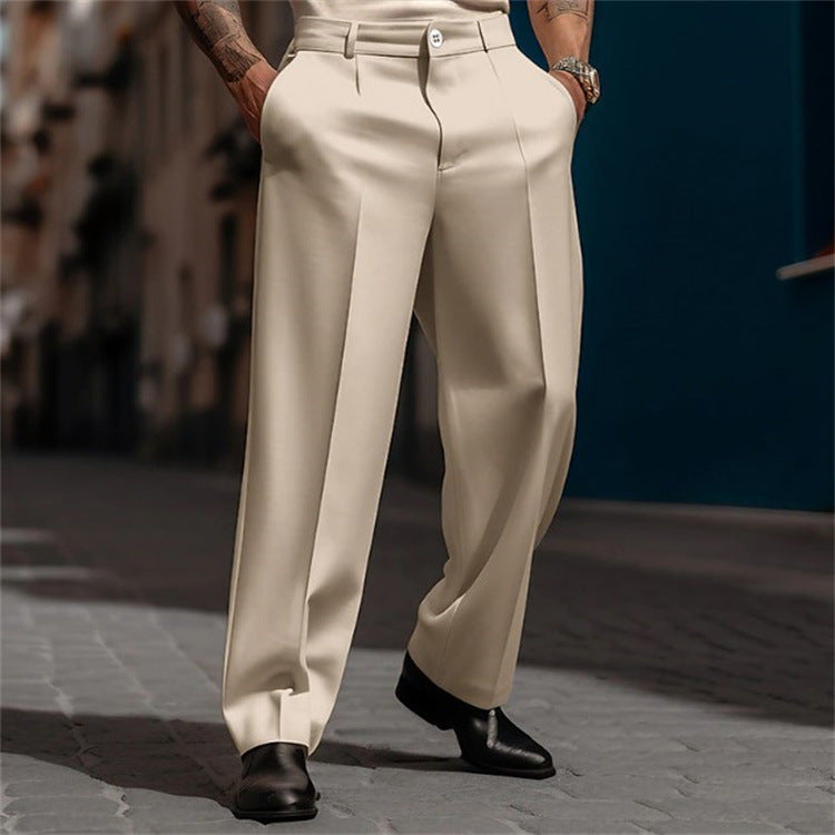 Men's Business One Button Slant Pocket Solid Suit Pants 9888554942648