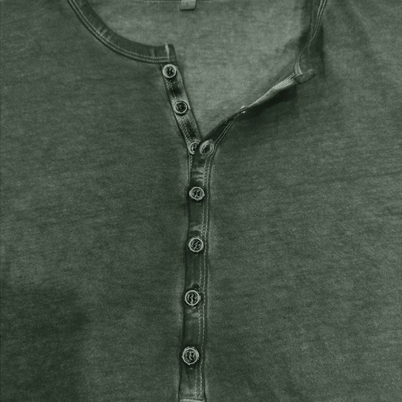 Men's Vintage Washed Short Sleeve Button T-Shirt 9903254110392