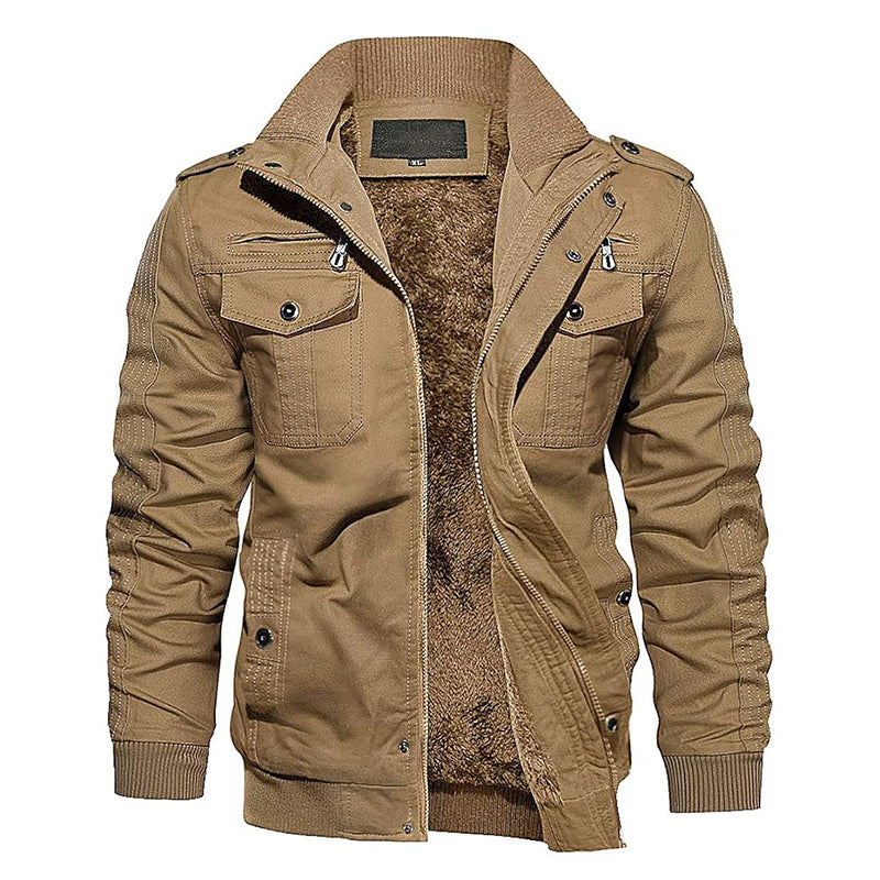 Men's Front Zipper Multi-pocket Fleece Lining 9877945090232
