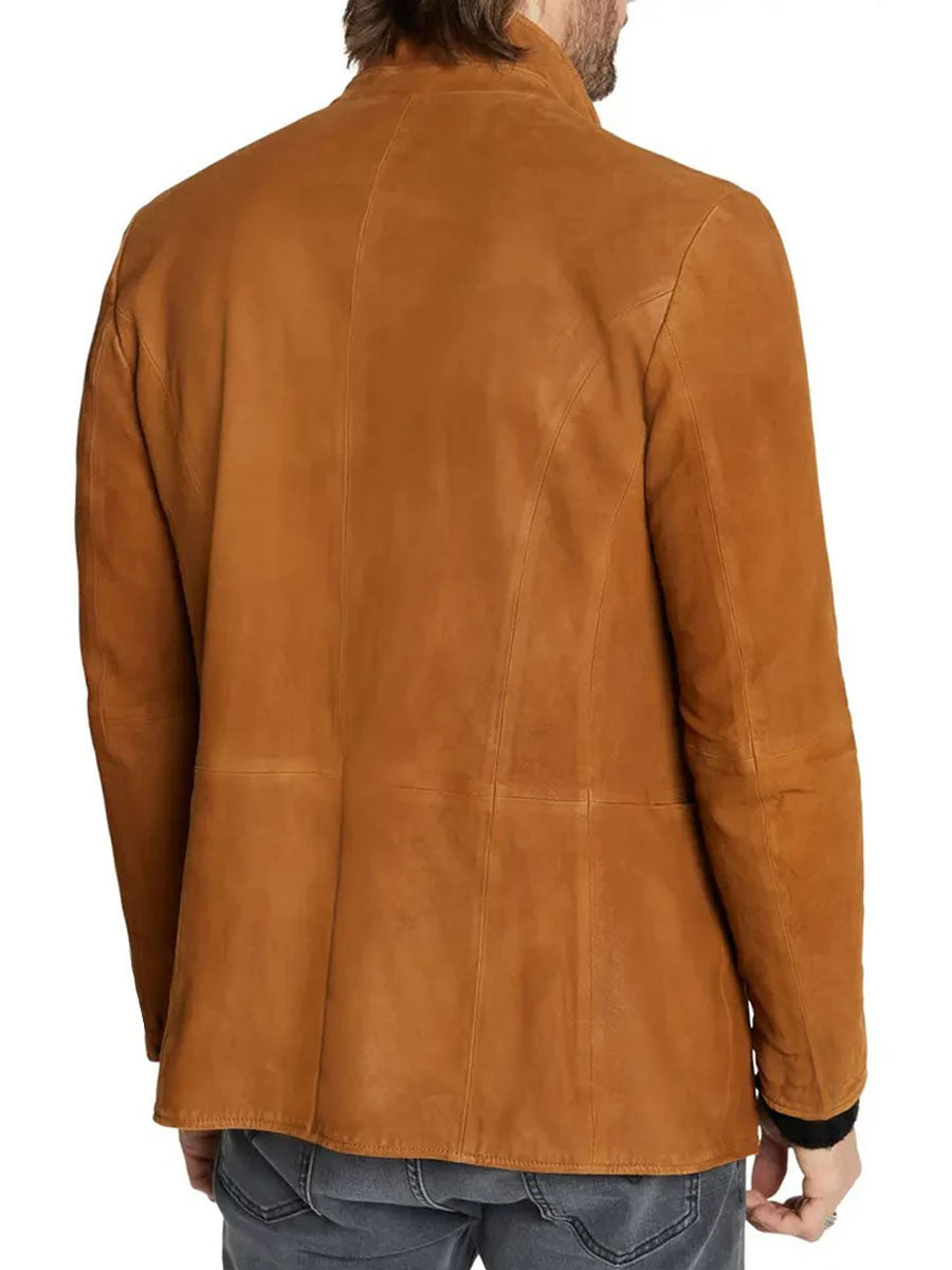 Men's Vintage Suede Stand Collar Pocket Casual Blazer 9888736084152
