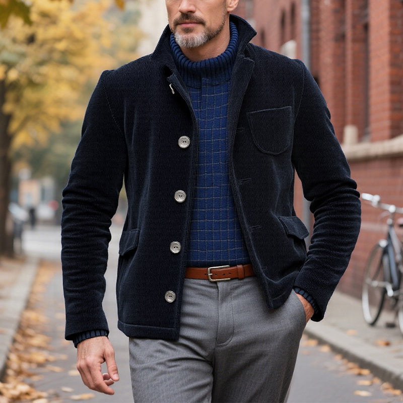 Men's Retro Corduroy Single-Breasted Short Jacket 9266615025848