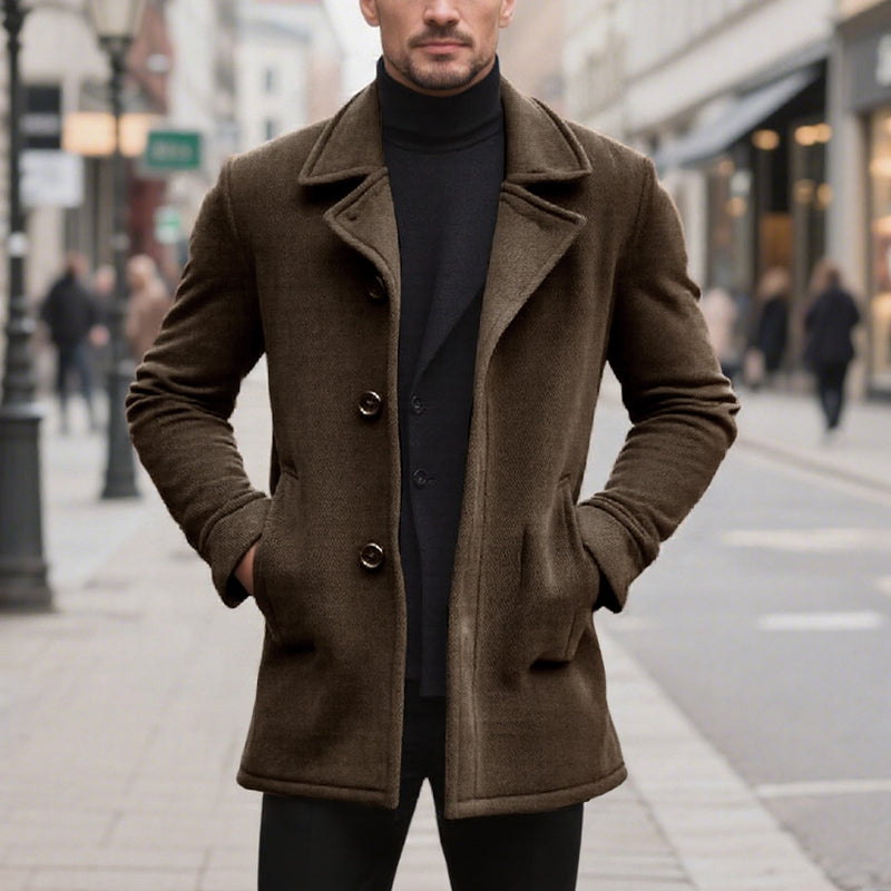 Men's Solid Canvas Lapel Coat 9274168017080