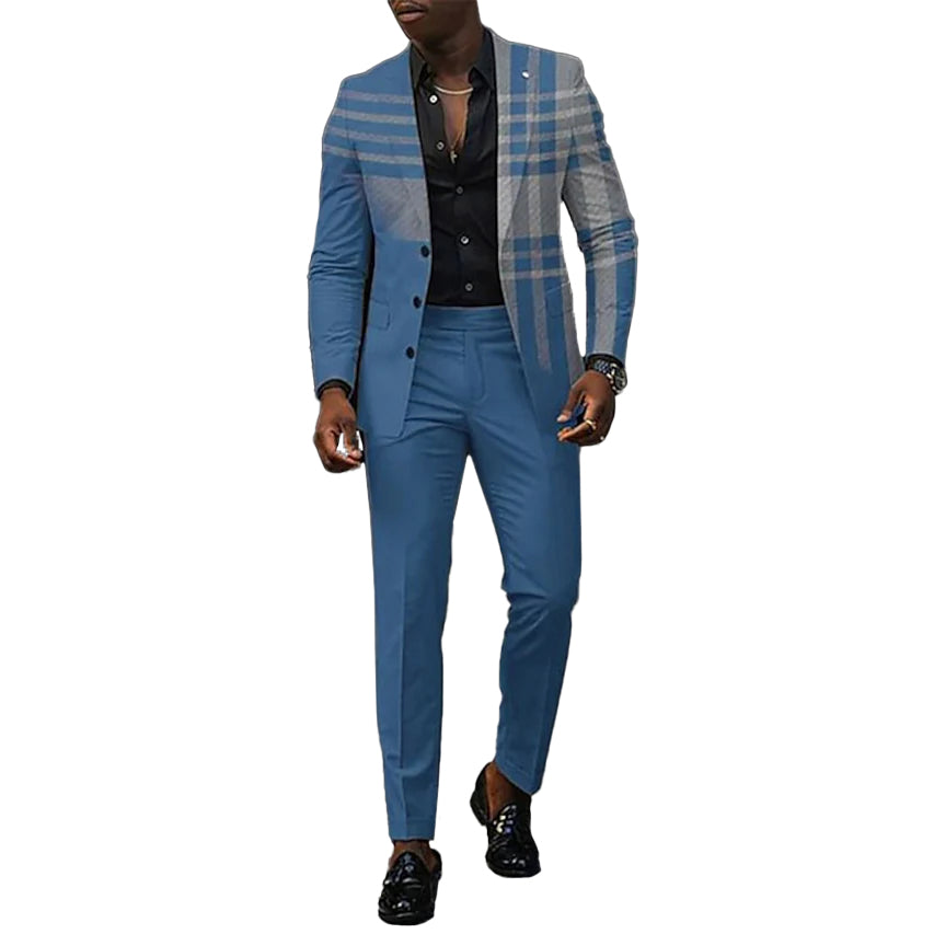 Men's Business Ombre Peak Lapel Blazer & Straight Pants 2Pcs Set 9888554778808