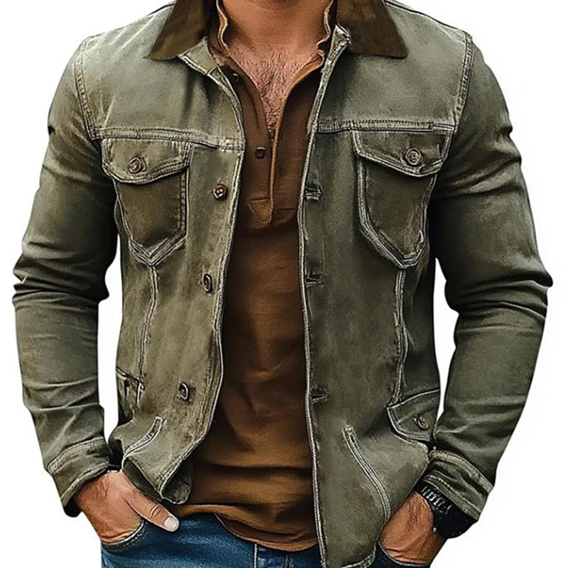 Men's Distressed Denim Jacket 9261079134392