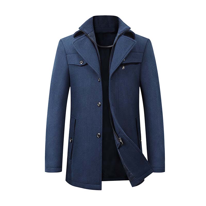 Men's Classic Casual Lapel Multi-pocket Wool Coat 9268189790392