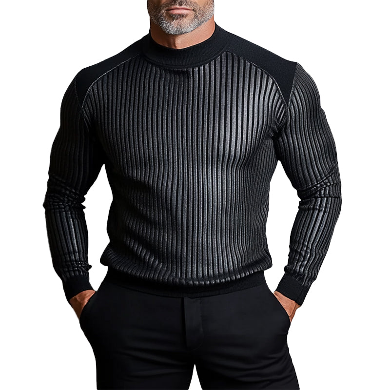 Men's Casual Mock Neck Long Sleeve Rib Sweater 9903588343992