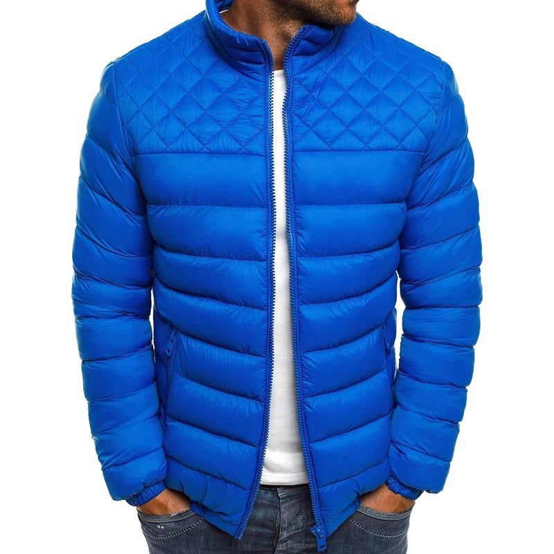 Men's Daily Outerwear Solid Quilted Zipper Long Sleeve Puffer Jacket 9888556777656