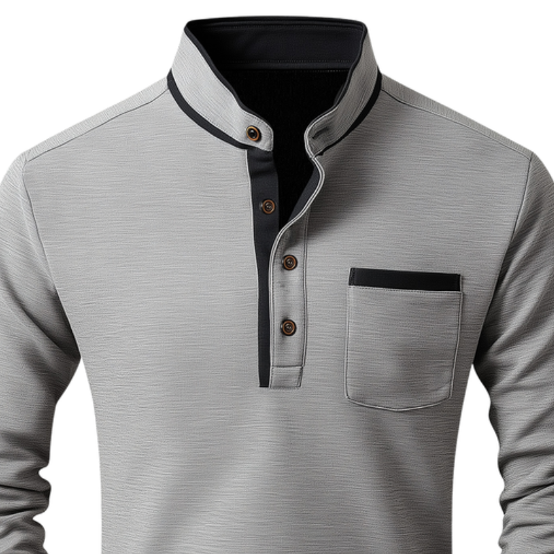 Men's Vintage Casual Henley Collar Cotton Blend Long Sleeve T-Shirt 9907263701176
