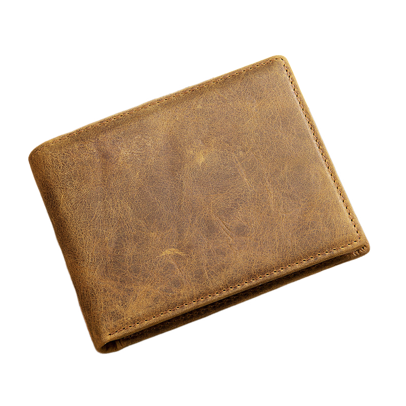 Men's Vintage Top Layer Cowhide Short Bi-Fold Wallet 9893977161912
