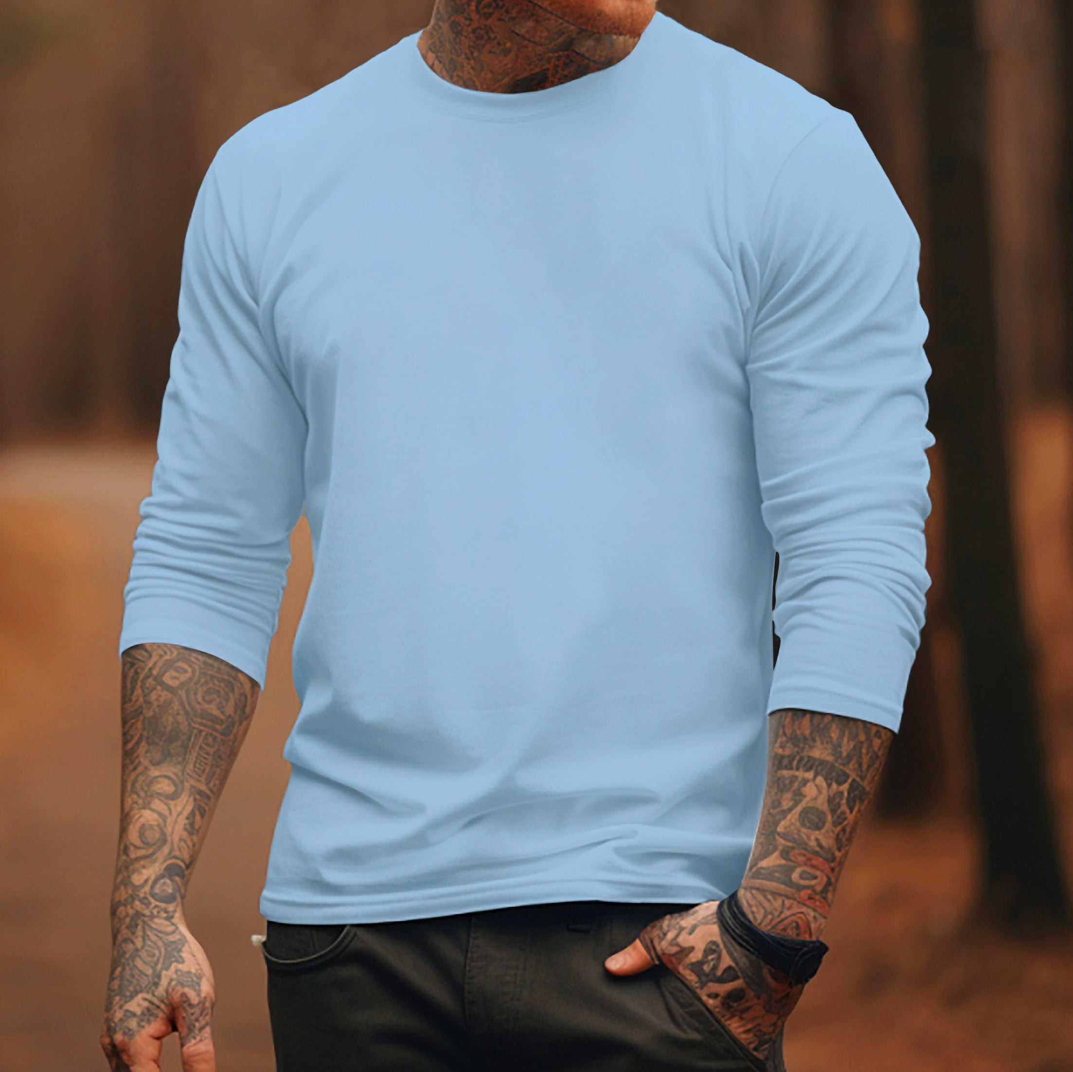 100% Cotton-Men's Round Neck Solid Color T-shirt 9877191065784