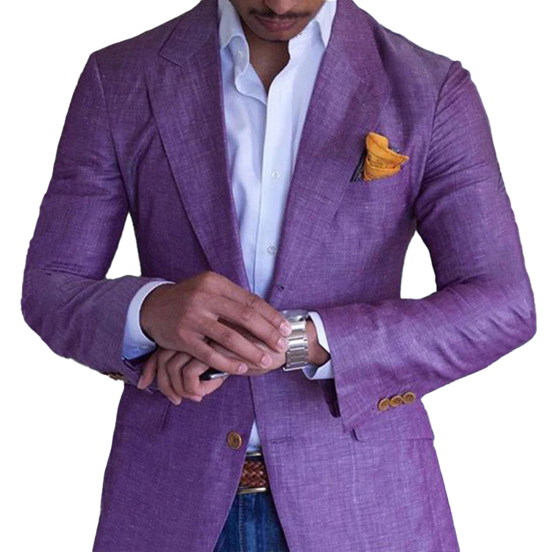 Men's Business Single Breasted Two Buttons Lapel Collar Blazer 9888556875960