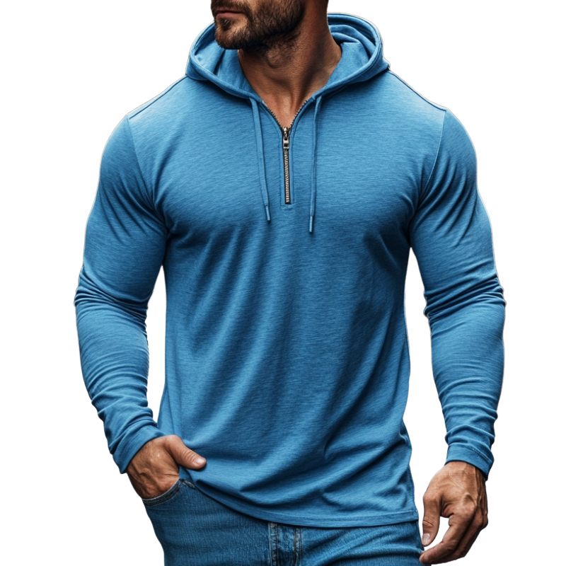 Men's Retro Casual Zipper Hooded Long Sleeve T-Shirt 9891527688376
