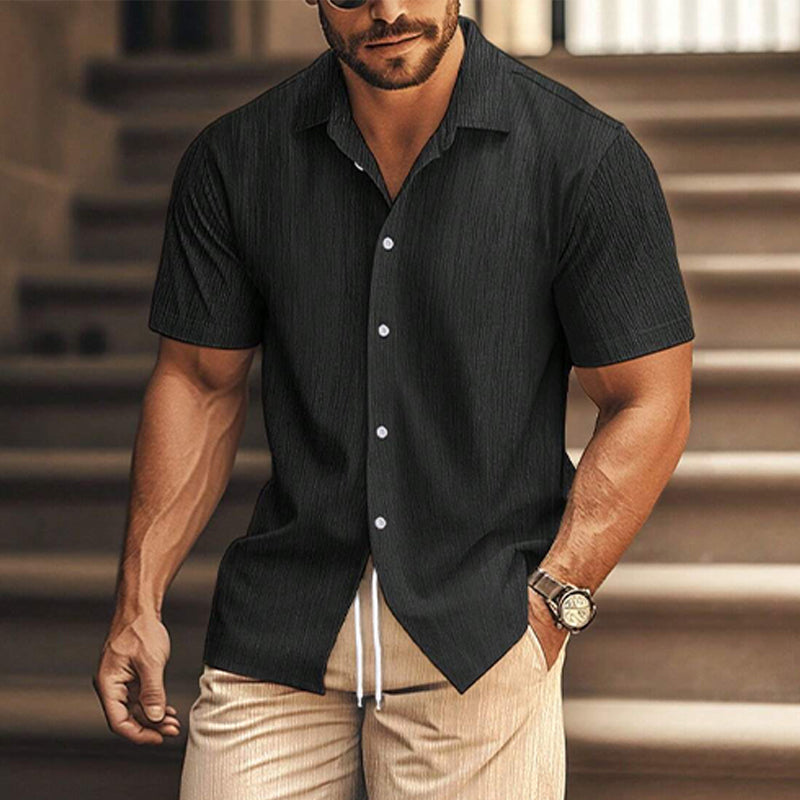Men's Casual Contrast Color Short Sleeve Shorts Two Piece Set 9918989664440